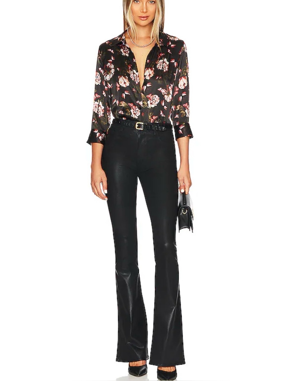 L’AGENCE Marty Coated Flare Jeans Noir Coated 25
